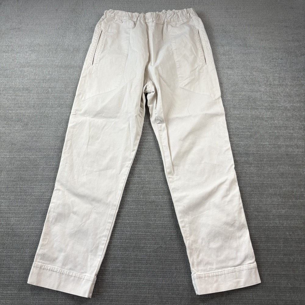 Bassike Utility Pants Womens 1 Ivory Straight Leg Elastic Waist Casual Stretch